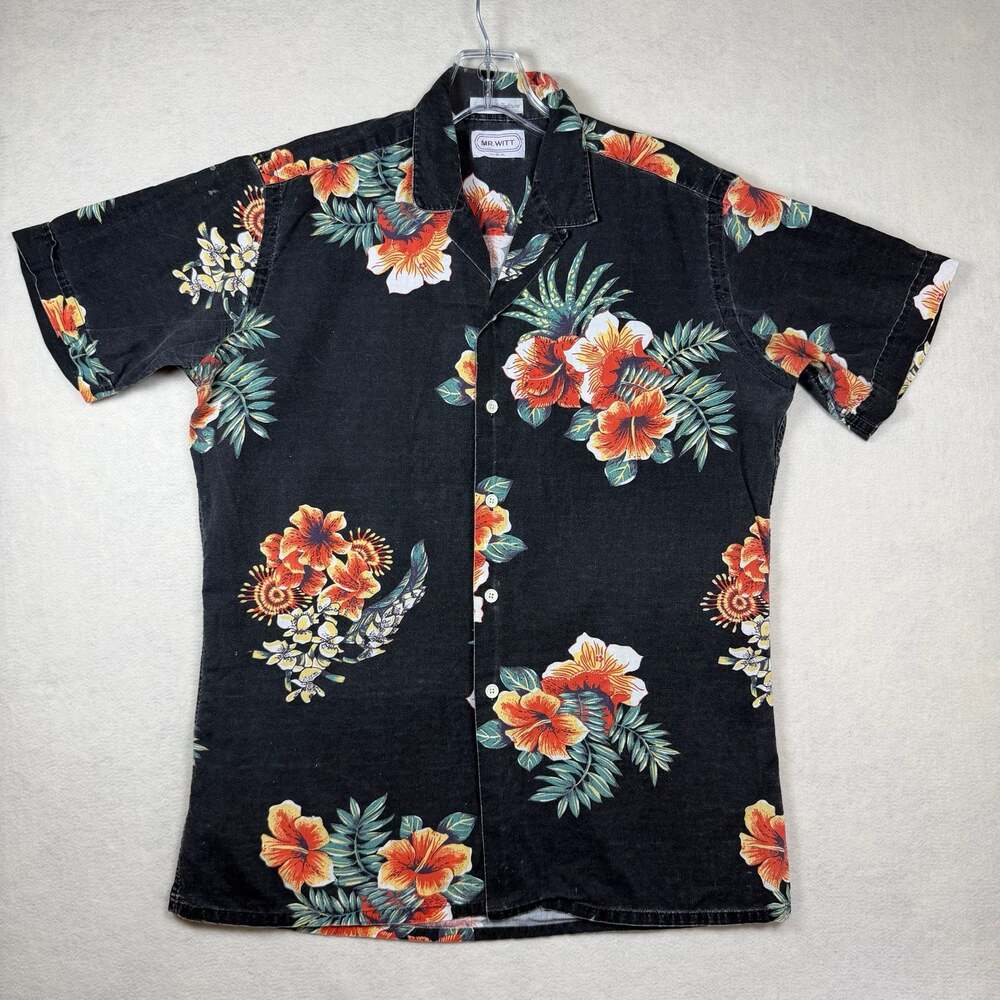 Mr. Witt U.S.A. Vintage Tropical Hibiscus Floral Print Hawaiian Shirt Mens M